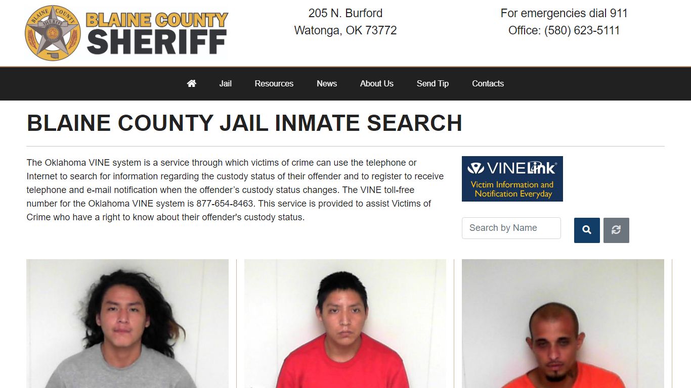 Inmate Search - Blaine County Sheriff's Office Oklahoma Watonga, OK